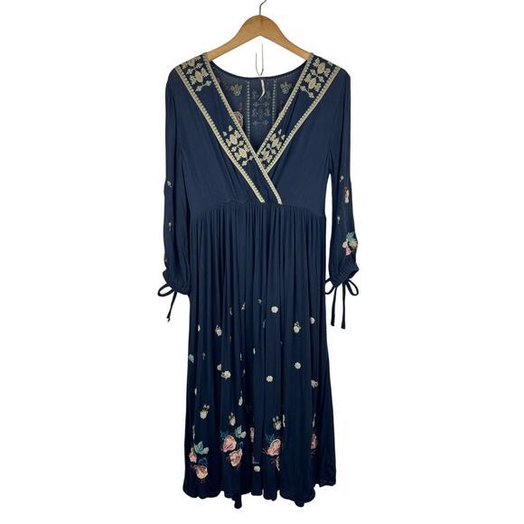 Free People Black Floral Midi Dress - Picture 2 of 9